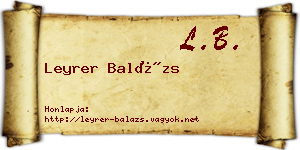 Leyrer Balázs névjegykártya